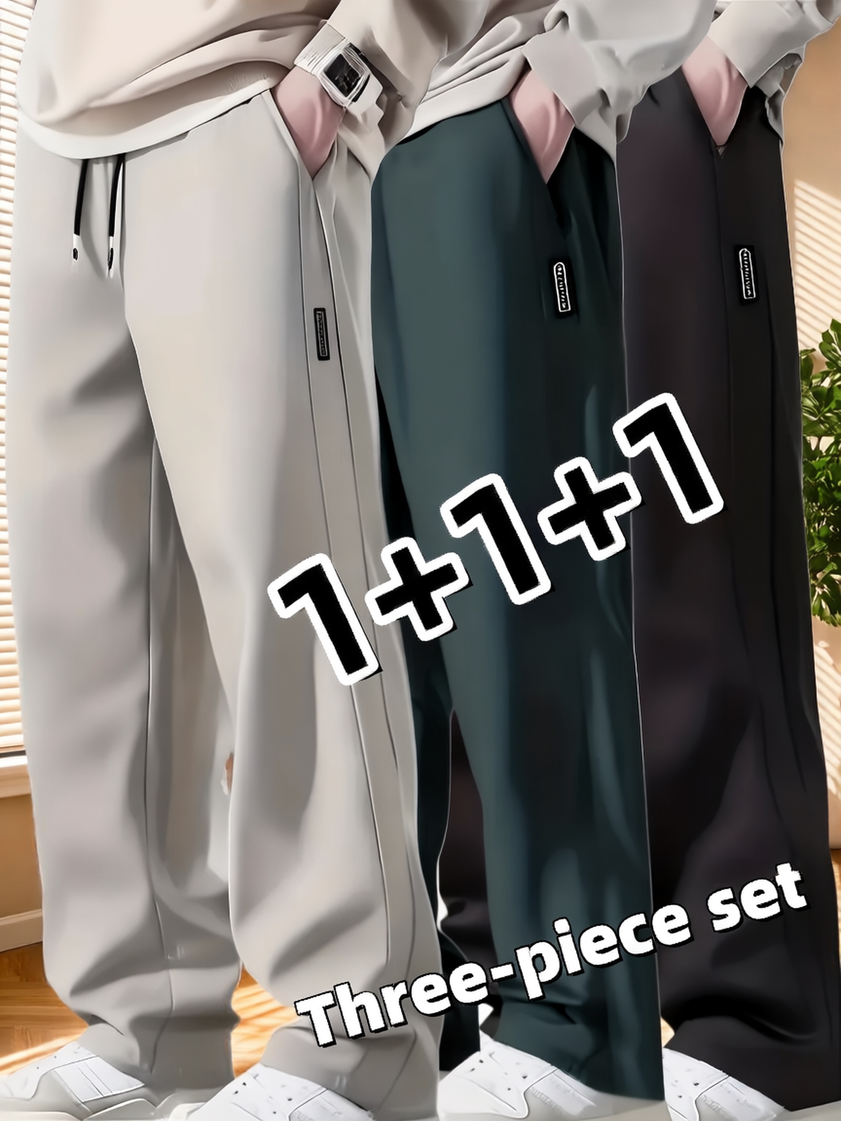 Three-pc Men's Casual Pants, Sporty Casual Fashion Versatile Trousers, Athletic Pants, Everyday Pants, Modern Casual, Stylish Trousers, Durable Material, Multi-Functional Bottoms, Ideal Gift for Men