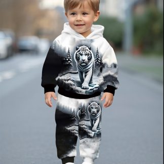 Boy And Girl Baby Onesies with Hood, Featuring Fashionable Tiger Print, Suitable for Spring, Autumn And Outdoor Activities for Comfort And Ease of Movement, for Outdoor