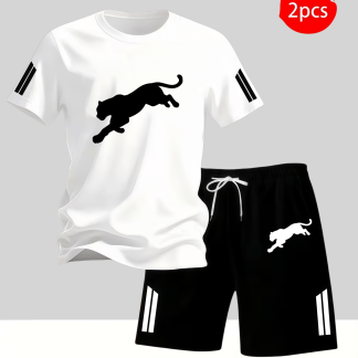 Men'S Polyester Mesh Breathable Short Sleeve Shorts Set, Athletic 2pcs Polyester Breathable Quick-Dry Round Neck T-Shirt And Drawstring Shorts Outfit for Outdoor Running Fitness Casual Wear Comfortable Home Travel