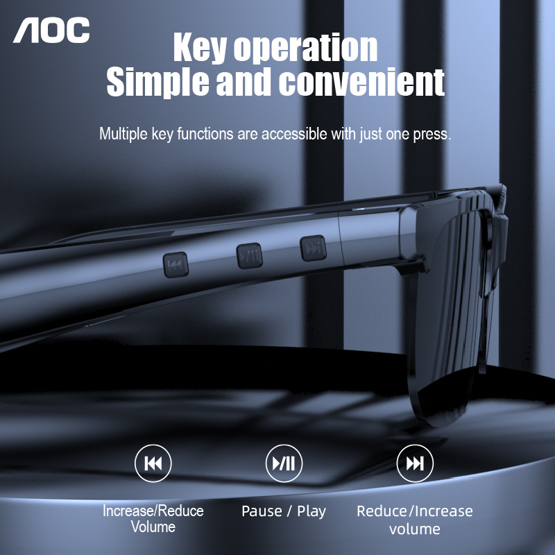 AOC New Smart Glasses, Black Half Frame Glasses, Full of Texture, Wireless Glasses with Wireless Earphones, Support Hands-Free Calls And Music, Lightweight Design, Volume Control Buttons, Built-In Capacitive Microphone, USB Charging - Image 10