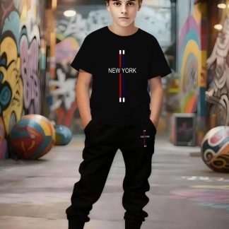 Boys' Paris Print T-Shirt - Breathable Short Sleeve Round Neck Tee with PARIS Lettering, Machine Washable Suitable for Summer Sports & Casual Wear, Spring/Fall Outfits for, Playdates, Everyday Activities - Elastic Fit