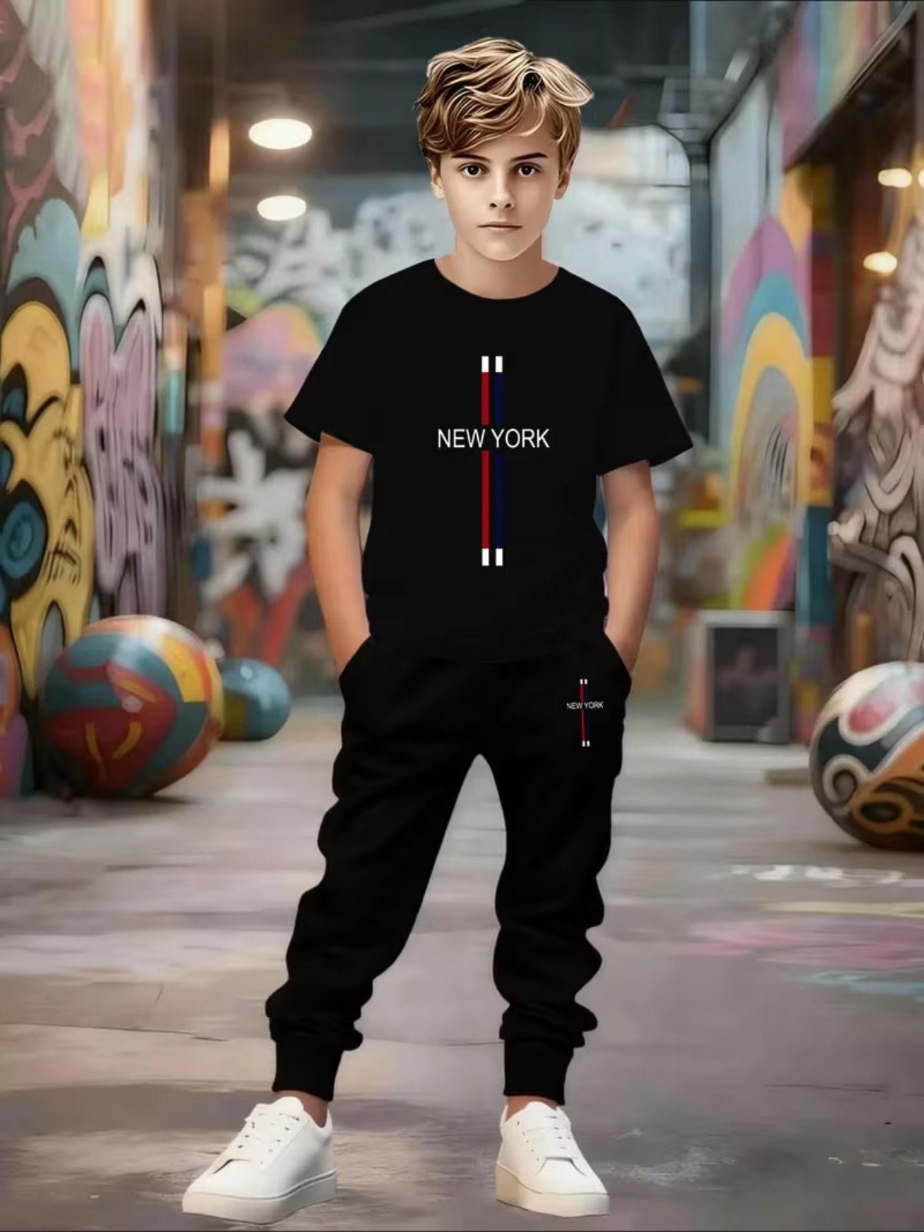 Boys' Paris Print T-Shirt - Breathable Short Sleeve Round Neck Tee with PARIS Lettering, Machine Washable Suitable for Summer Sports & Casual Wear, Spring/Fall Outfits for, Playdates, Everyday Activities - Elastic Fit