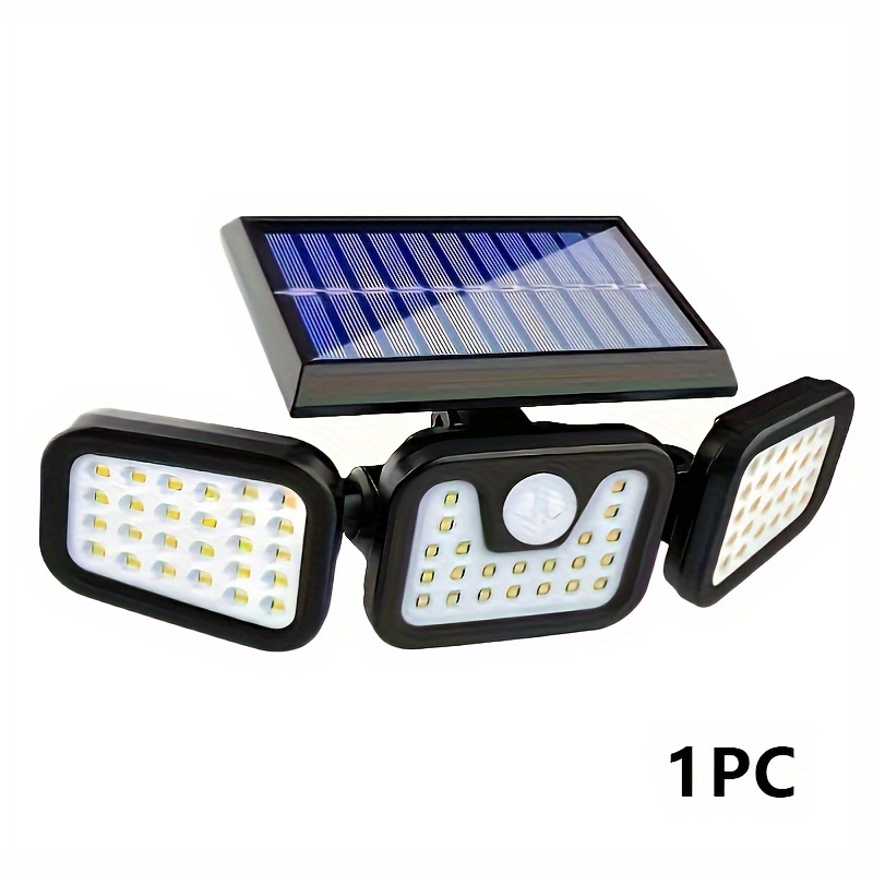 Three Heads, Outdoor Solar Street Lights, Solar Garden Wall Lights, IP44, 3 Lighting Modes with Human Body Induction, Suitable for Courtyards, Stadiums, Playgrounds, Hotels, Gardens, Garages, Backyards, Terraces, Passages - Image 3
