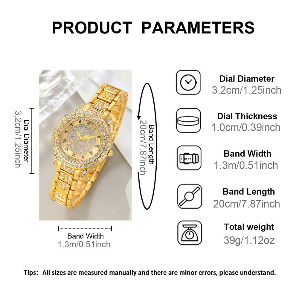 1 MSCXDK Luxury Design Fashionable and Exquisite Pointer Quartz Watch + 5pcs of Jewelry, Perfect for Wedding Celebrations, Gifts, Companies, Annual Meetings, Employee Gifts, Daily and Formal Occasions, Birthday Gifts, Holiday Party Gifts - Image 7