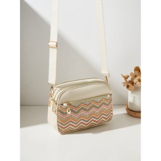 2026 New Women'S Handbags Bohemian Woven Crossbody Bag Multi-Pocket Large Capacity Shoulder Bag Adjustable Wide Strap Casual Women'S Bag Fashion Zipper Phone Bag Commuting Travel Shopping Versatile
