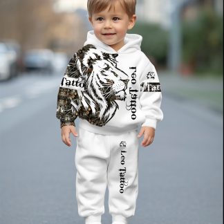 Boy And Girl Baby Onesies with Hood, Featuring Fashionable Lion Print, Suitable for Spring, Autumn And Outdoor Activities for Comfort And Leisure, for Outdoor