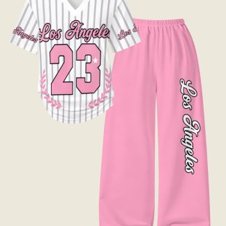 Fashionable Outfit for Girls Featuring Wide-Leg Pants And a Cute Print T-Shirt in a Two-Piece Set