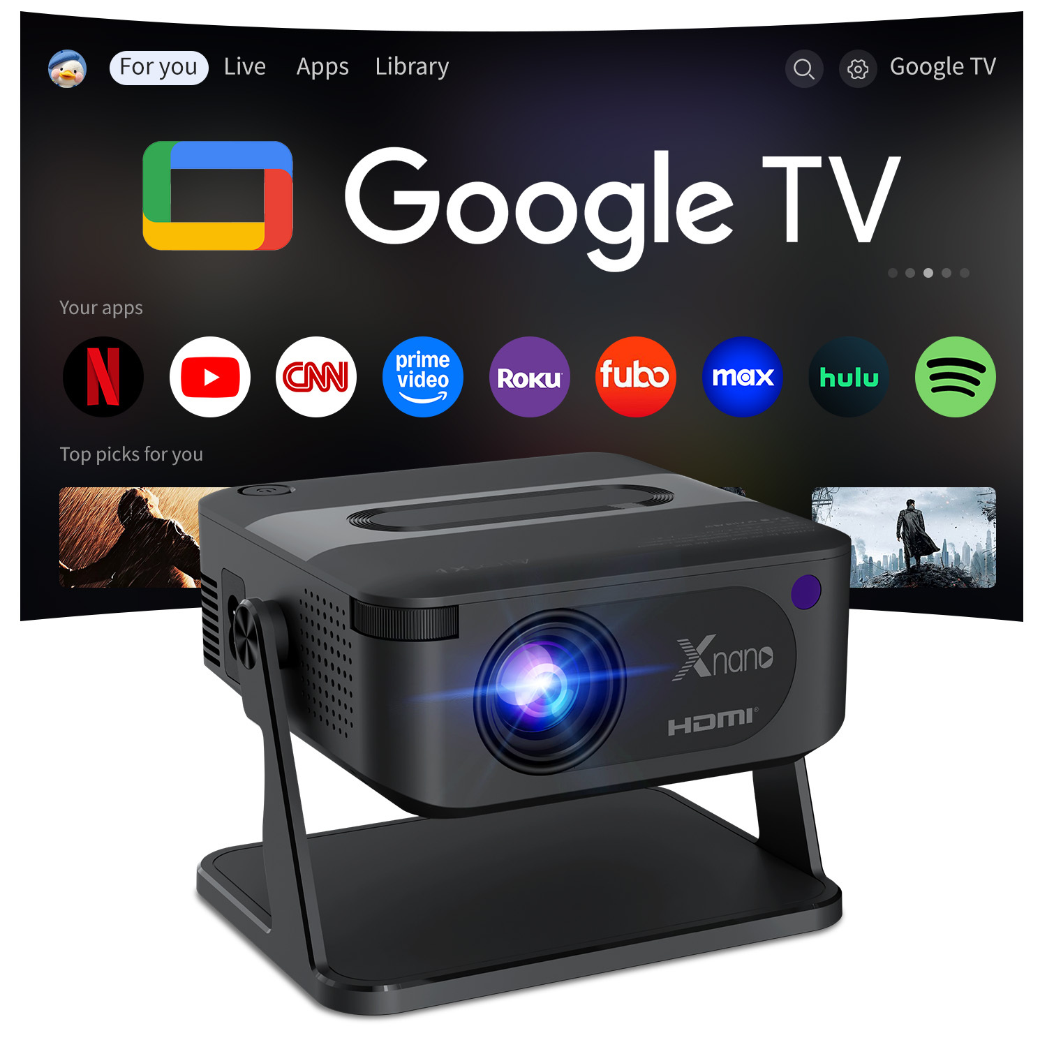 Compact Home Theater Projector Featuring 4K Compatibility, Local 720P Resolution, Voice Activation, And Automatic Keystone Adjustment, Ideal for Streaming, Bedroom, And Office Applications