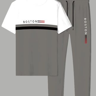 Men's Short Sleeve Round Neck T-Shirt and Pants Set with 3D Print, Elegant Casual Round Neck Design with Slightly Elastic Knit, Suitable for Indoor and Outdoor Wear in Spring, Summer, and Autumn