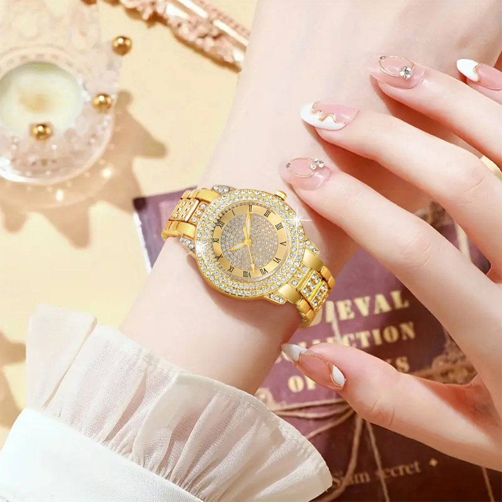 1 MSCXDK Luxury Design Fashionable and Exquisite Pointer Quartz Watch + 5pcs of Jewelry, Perfect for Wedding Celebrations, Gifts, Companies, Annual Meetings, Employee Gifts, Daily and Formal Occasions, Birthday Gifts, Holiday Party Gifts - Image 3