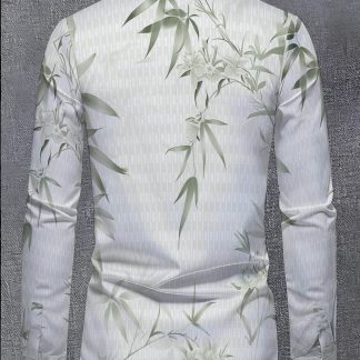 2026 New Men's Retro Full Body Printed Long Sleeved Button up Shirt, Casual Lapel Loose Fit Shirt, Retro Pattern Daily Holiday Outdoor Casual Wear, Men's Gift