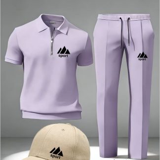 This New Men'S Executive Suit Includes a Stylish Zip-Up Short-Sleeved Polo Shirt, Trousers, a Hat, And Socks. Featuring High-Quality 3D Digital Printing And Available in a Variety of Colors, It'S an Ideal Gift for Friends And Family, Work Attire, Or