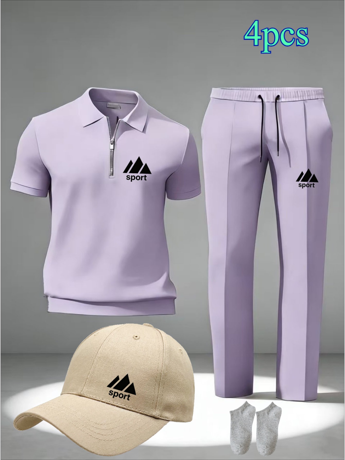 This New Men'S Executive Suit Includes a Stylish Zip-Up Short-Sleeved Polo Shirt, Trousers, a Hat, And Socks. Featuring High-Quality 3D Digital Printing And Available in a Variety of Colors, It'S an Ideal Gift for Friends And Family, Work Attire, Or