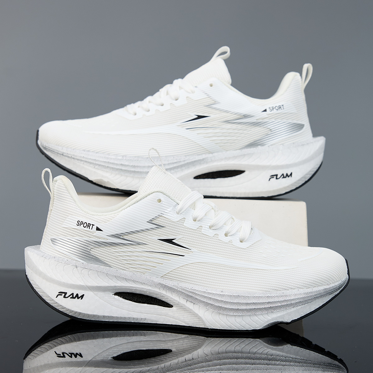 Men's & Women's Breathable Shock-Absorbing Running Sneakers - Lightweight MD Sole, Slip-Resistant Tread Suitable for Competitive Sneakers, - Track, Gym,, Casual Wear - Lace-Up with Cushioned Sole