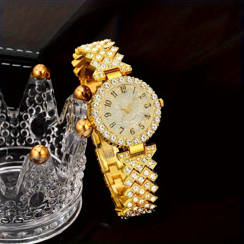 Women's CAYON Quartz Watch and Bracelet Compatible for - Elegant Watch with Sequin Case, Pointer Hands, Alloy Strap, Accurate Quartz Movement - Ideal Gift for Mom, Wife, Girlfriend, Daily Wear & Special Occasions - Image 2