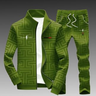 Casual Men'S Tracksuit Featuring a Trendy Geometric Maze Design, Complete with a Full Zip Jacket And Elastic Waist Jogger Pants, Perfect for Adult Street Style And Sportswear