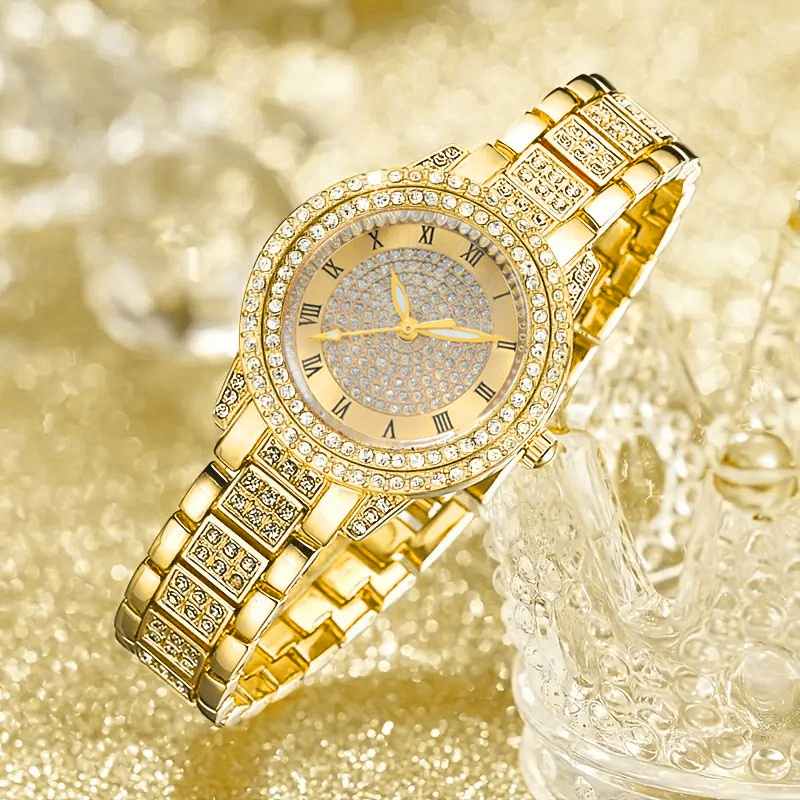 1 MSCXDK Luxury Design Fashionable and Exquisite Pointer Quartz Watch + 5pcs of Jewelry, Perfect for Wedding Celebrations, Gifts, Companies, Annual Meetings, Employee Gifts, Daily and Formal Occasions, Birthday Gifts, Holiday Party Gifts - Image 2