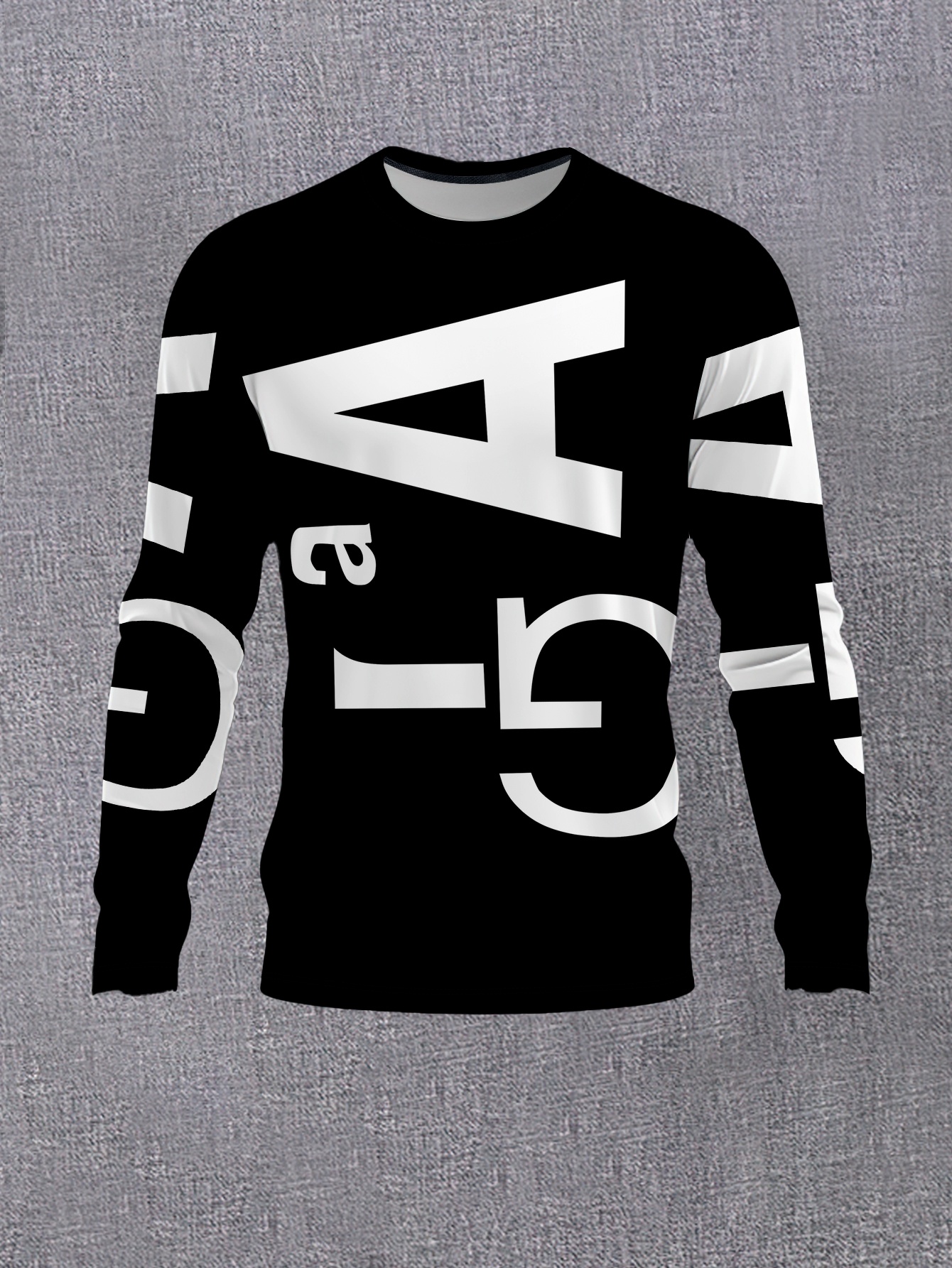 Casual Long Sleeve T-Shirt with Letter Print & Suitable for -Casual Wear, Crew Neck Blouse-Compatible Top | Machine Washable Regular Fit Shirt for Office, Casual Attire & Layering | Non- Digital Print