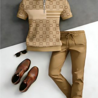 2pcs Set: New Men'S Casual Home Fashion Suit. Short-Sleeve Top And Casual Trousers Suit, Loungewear, Comfortable Fabric Home Wear