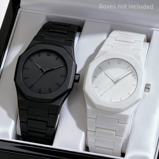 2pcs Simple and Stylish Unisex High-Quality Quartz Watch Set, the Perfect Gift for a Boyfriend, an Excellent Choice for Christmas, Halloween, and Other Holiday Gifts