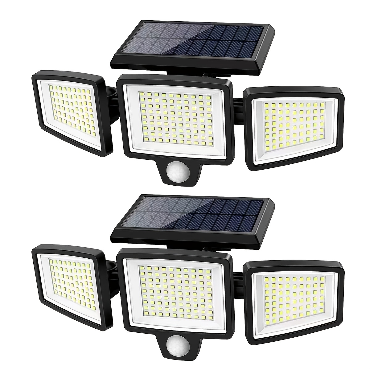 Three Heads, Outdoor Solar Street Lights, Solar Garden Wall Lights, IP44, 3 Lighting Modes with Human Body Induction, Suitable for Courtyards, Stadiums, Playgrounds, Hotels, Gardens, Garages, Backyards, Terraces, Passages
