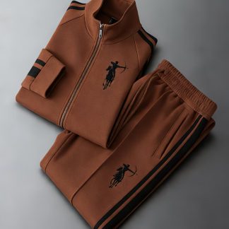 Brown Casual Men'S Track Suit with Trendy Archer Horseback Riding - 2pcs Set for Adult Men'S Fashion Sportswear, Perfect for Fall And Winter Street Style Daily Wear