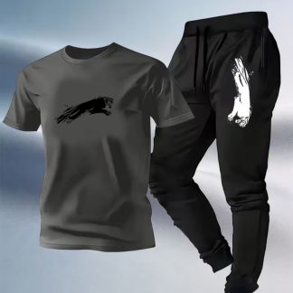 2026 Men's Summer Fashion Casual T-shirt with Animal Print Pattern, Comfortable and Breathable, High-end Design, 1pc Fashion Casual Versatile Top
