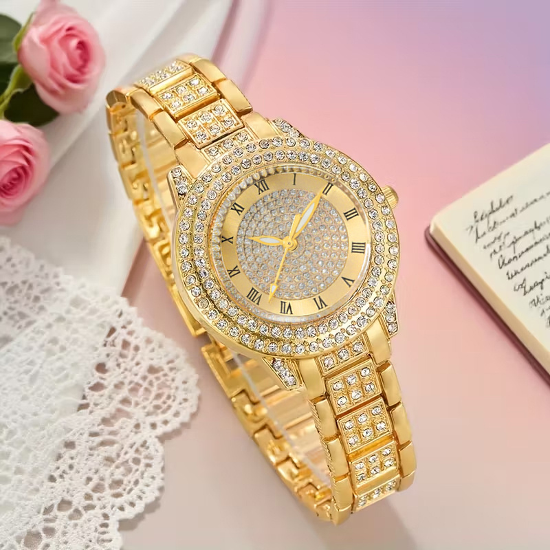 1 MSCXDK Luxury Design Fashionable and Exquisite Pointer Quartz Watch + 5pcs of Jewelry, Perfect for Wedding Celebrations, Gifts, Companies, Annual Meetings, Employee Gifts, Daily and Formal Occasions, Birthday Gifts, Holiday Party Gifts - Image 8