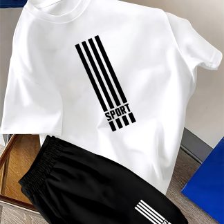 2pcs Set, Boys' Sports Suit, Children's Fashionable Printed T-shirt+shorts, Lightweight and Comfortable, Quick Drying Fabric, Girls' Casual Shorts Set, Preferred Gift, Perfect for Outdoor
