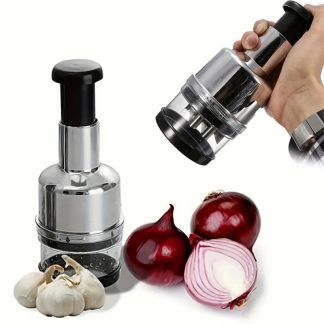 1pc Manual Garlic Press and Food Chopper - Handheld Vegetable and Onion Chopper, Mini Grinder, Kitchen Tool, Metal Construction, No Electricity Required, Kitchen Tool Set