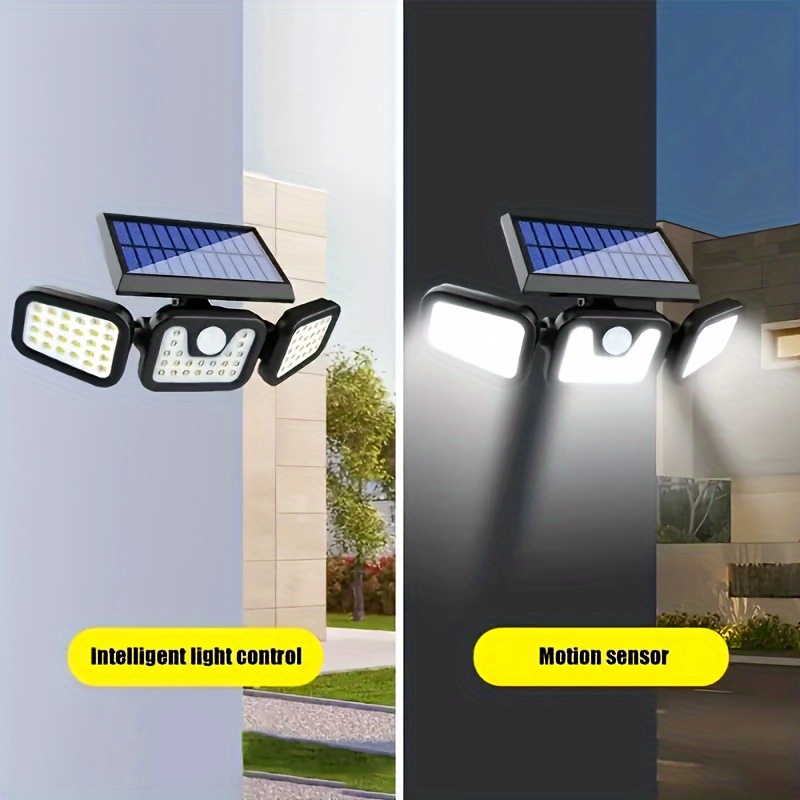 Three Heads, Outdoor Solar Street Lights, Solar Garden Wall Lights, IP44, 3 Lighting Modes with Human Body Induction, Suitable for Courtyards, Stadiums, Playgrounds, Hotels, Gardens, Garages, Backyards, Terraces, Passages - Image 10
