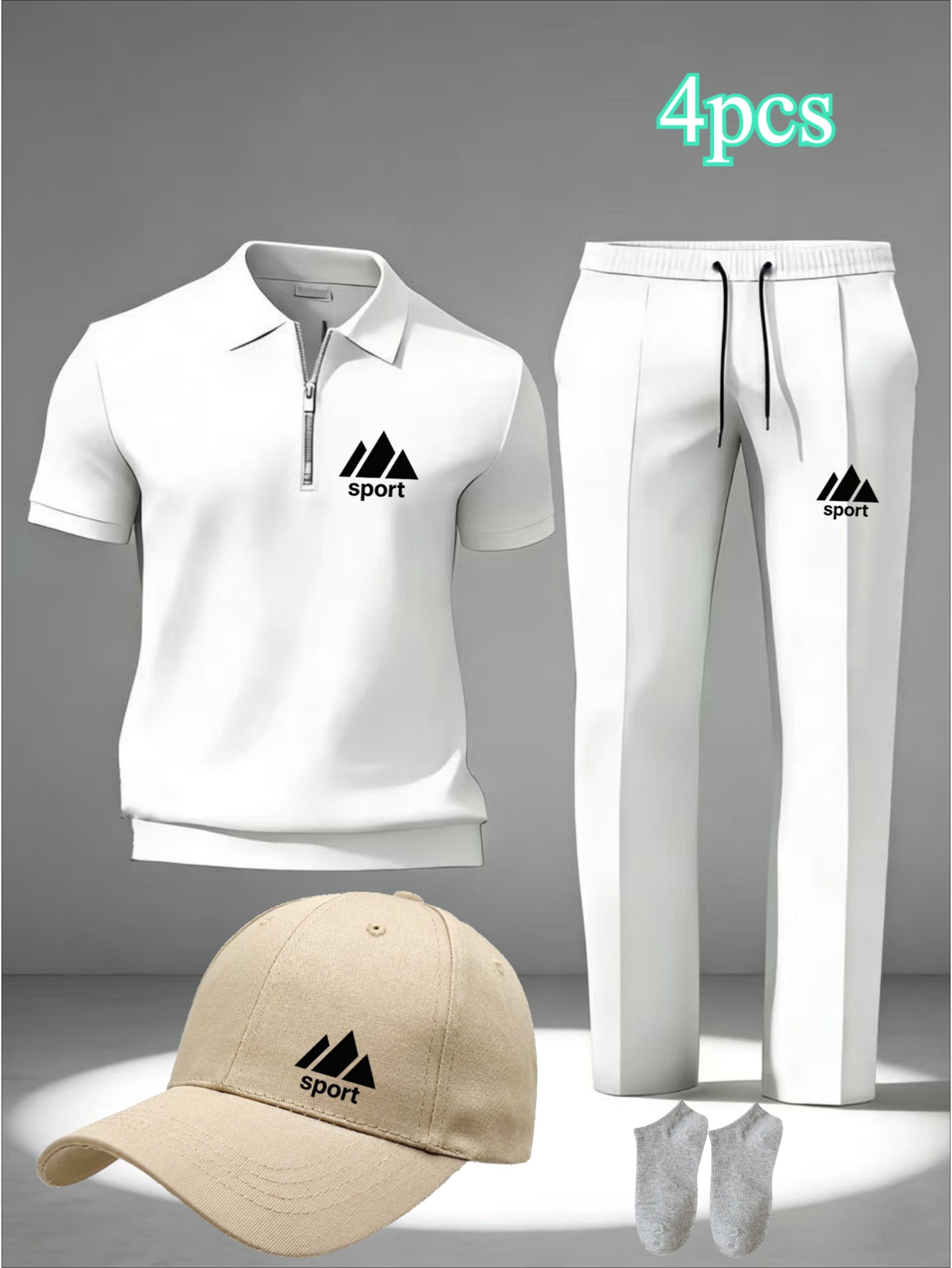 This New Men'S Executive Suit Includes a Stylish Zip-Up Short-Sleeved Polo Shirt, Trousers, a Hat, And Socks. Featuring High-Quality 3D Digital Printing And Available in a Variety of Colors, It'S an Ideal Gift for Friends And Family, Work Attire, Or