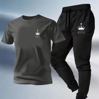 2026 Men'S Summer Fashion Casual T-Shirt with Crown Print 1pc Fashion Casual Versatile Top