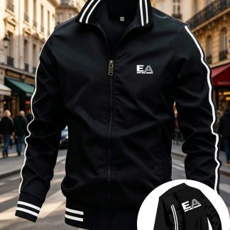 2026 New Men's Popular Fashion Fashion Jacket, Fashion EA Letter Design, Casual Style, Sleeve with Double Decorative Line Design, Perfect Reflect the Sense of Sports for Outdoor Wear, Spring and Autumn Atmosphere Sense of Wear with the Magic Tool.