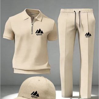 This New Men'S Executive Suit Includes a Stylish Zip-Up Short-Sleeved Polo Shirt, Trousers, a Hat, And Socks. Featuring High-Quality 3D Digital Printing And Available in a Variety of Colors, It'S an Ideal Gift for Friends And Family, Work Attire, Or