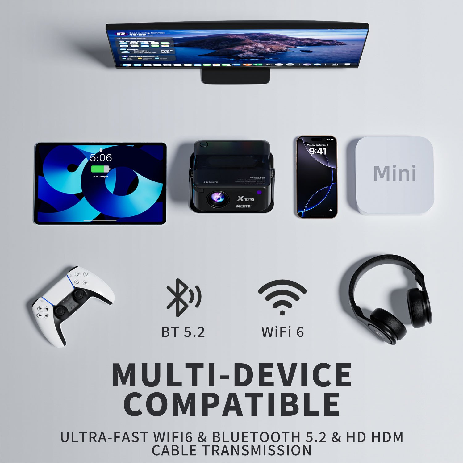 Compact Home Theater Projector Featuring 4K Compatibility, Local 720P Resolution, Voice Activation, And Automatic Keystone Adjustment, Ideal for Streaming, Bedroom, And Office Applications - Image 5