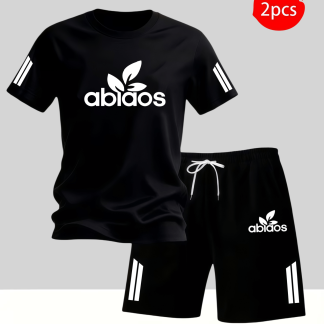 2pcs, 2D Men's Polyester Fiber Mesh Short Sleeve Shorts Set, Breathable Quick-Dry Sporty Casual Top and Shorts, Comfortable Apparel for Daily Outdoor Fitness and Running, Multiple Colors Available, Regular Fit