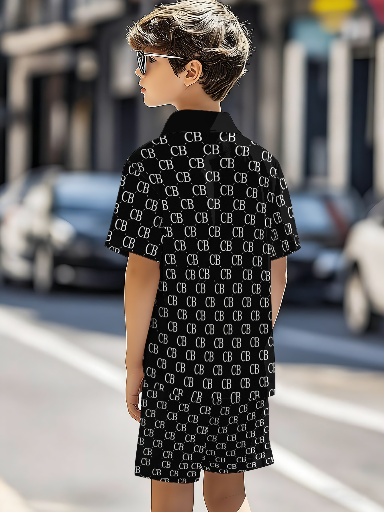 Boys' Summer Cool Short-Sleeve Shirt Set, Versatile And Suitable for Picnics And Travel Outfits for Boys. The Shirt Paired with Shorts Design Is Perfect for Boys' Daily Casual And Comfortable Wear on Campus During Summer, for Outdoor, for Teenager - Image 3