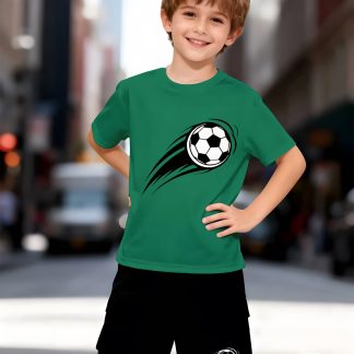 Summer Fashion Boys' Set, New Youth Soccer Pattern, Short-Sleeve Casual Sport 2pcs Set, Preferred Gift for Children's Outdoor Activities, Perfect for Outdoor