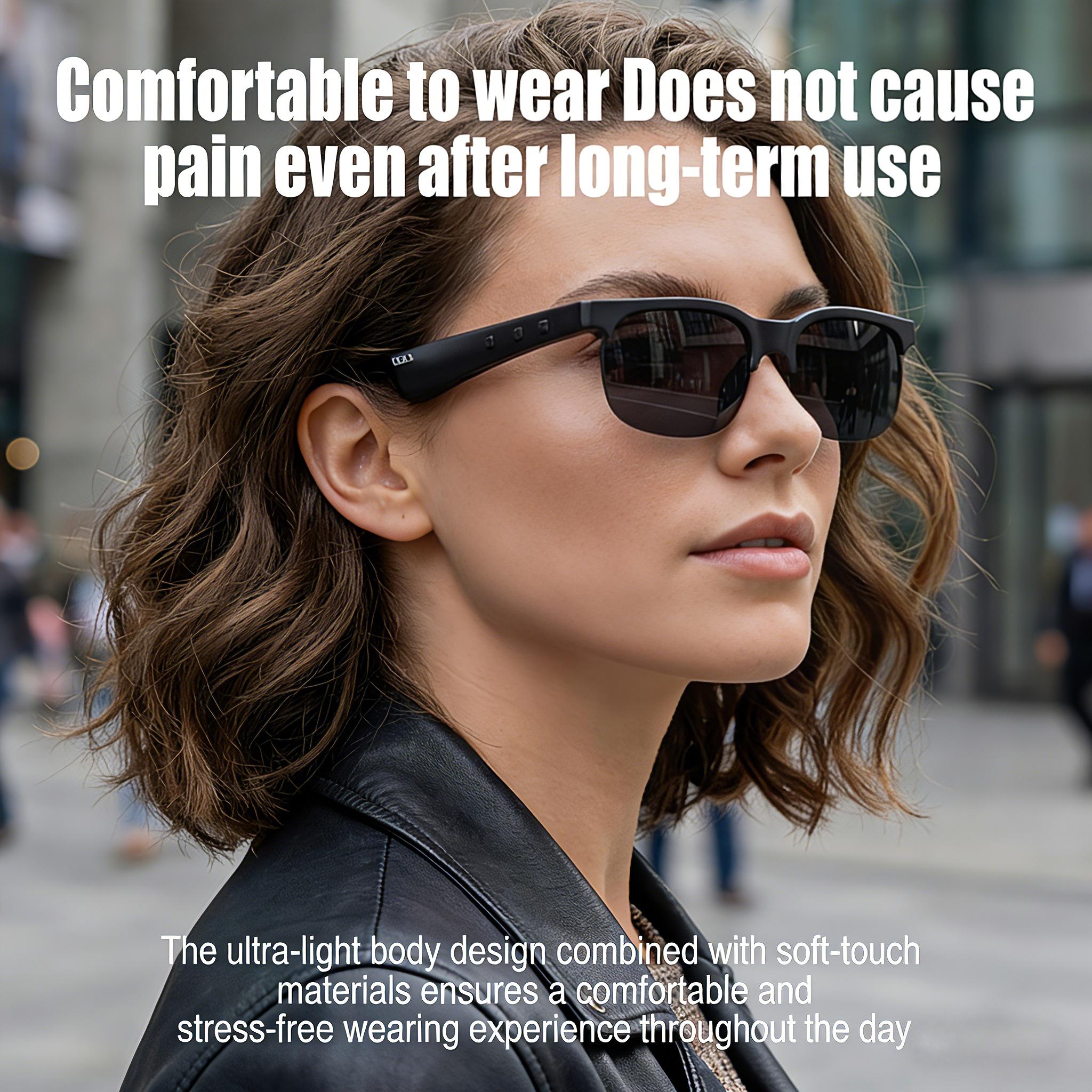 AOC New Smart Glasses, Black Half Frame Glasses, Full of Texture, Wireless Glasses with Wireless Earphones, Support Hands-Free Calls And Music, Lightweight Design, Volume Control Buttons, Built-In Capacitive Microphone, USB Charging - Image 7