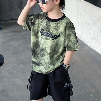 Boys' Summer Short-Sleeve T-Shirt, Children's Soft and Comfortable Drop-Shoulder Top for Summer, Loose-Fit Crew Neck Lightweight Breathable Outdoor Sportswear for Boys, Quick-Drying and Breathable, Casual and Stylish Short Sleeve, Dynamic Stretch