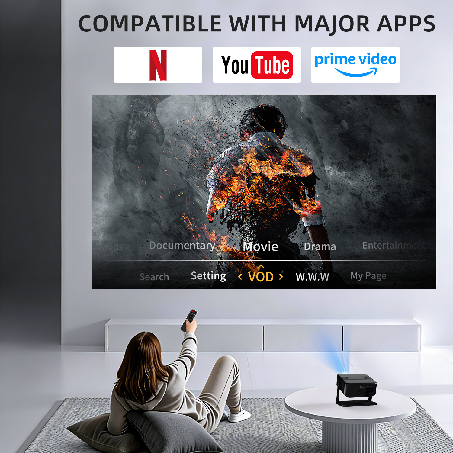 Compact Home Theater Projector Featuring 4K Compatibility, Local 720P Resolution, Voice Activation, And Automatic Keystone Adjustment, Ideal for Streaming, Bedroom, And Office Applications - Image 2