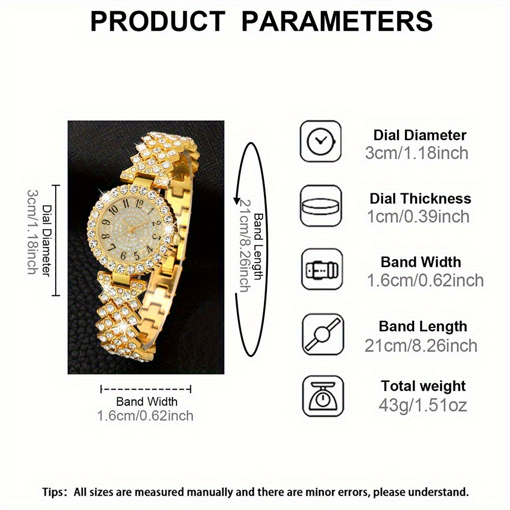 Women's CAYON Quartz Watch and Bracelet Compatible for - Elegant Watch with Sequin Case, Pointer Hands, Alloy Strap, Accurate Quartz Movement - Ideal Gift for Mom, Wife, Girlfriend, Daily Wear & Special Occasions - Image 5