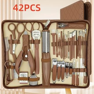 Luxurious Palm Leaf Pattern Nail Set (With Exquisite Packaging Box), Stainless Steel Nail Clippers, Scissors, Tweezers, Nail File, Professional Beauty Set for Both Men And Women, Suitable for Daily Use And Travel