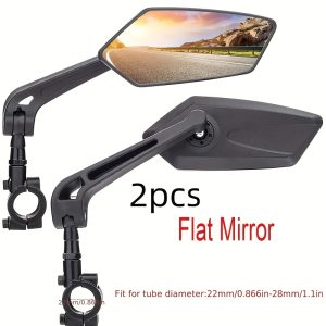 2pcs/1pc HD Wide-Angle Bicycle Rearview Mirrors - 360° Adjustable, Suitable for Mountain Bikes, Electric Bikes - Durable ABS Black Rectangular Handlebar Mirrors with Clear Vision Reflection