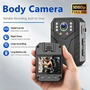 Full HD Mini Body Camera, 2.0-Inch HD Screen Portable Video Recorder, Back Clip Chest-Mount DVR with Night Vision, Motion Detection & Loop Recording, 1800Mah Battery 8-10H Standby for Cycling, Outdoor Travel & Sports