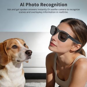 Novelty Glasses Gafas Type-C Charging AI Smart Glasses with 300mAh Capacity, Voice Assistant, Real-Time Translation, Record Audio Smart Glasses with Color-Changing Lenses for Travel, Sports, Outdoor User