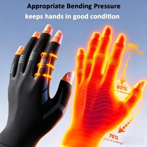 Compression Half Finger Gloves with 360° Compression for Women & Men, Anti-Slip Finger Support Joint Compression Gloves, Finger Strengthen Gloves for Sleeping, Typing, Fitness, No More Morning Stiffness Worries