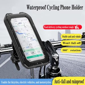 360° Rotatable Electric Vehicle Phone Holder, Shockproof Mount Bracket for Battery Scooter, Motorcycle, Bicycle and Mountain Bike Riding Navigation