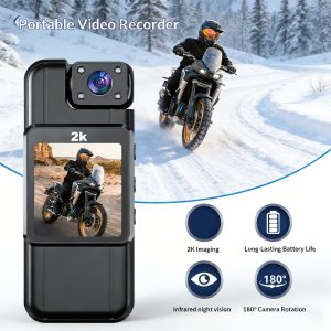 2K Action Camera, 180 Degree Rotatable Outdoor Sports Recorder, Video Recorder with Display, Rechargeable Lithium Battery, USB Power Supply, Suitable for Cycling, Hiking, Cycling, And Video Recording